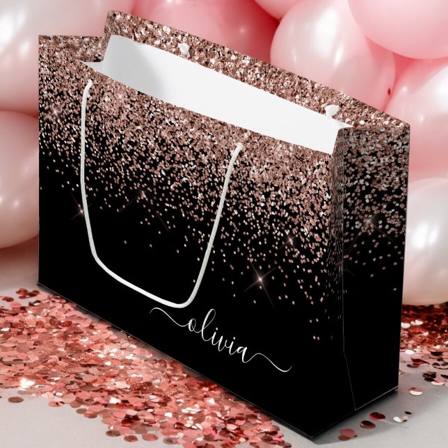 Roséguld Rosa Glittermonogram för Tjejer (Skapare uppladdad)