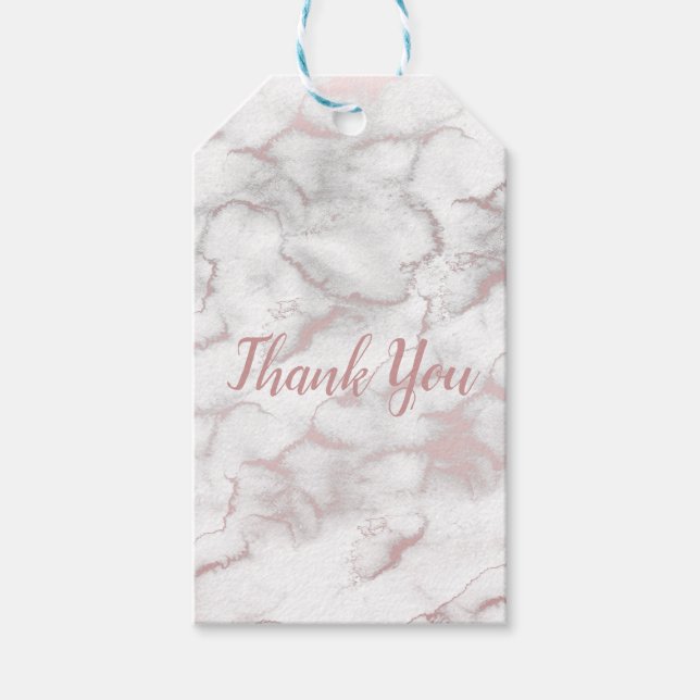 Roséguld Rosa Marmor Modern Chic Trendig Fest Presentetikett (Framsidan)