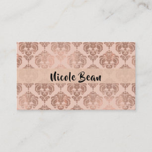 Roséguld Rosa Modern Glam Damask Visitkort
