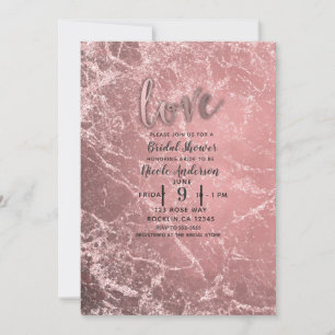 Roséguld Rosa Modern Glamour Marmor Bröllopsfest Inbjudningar