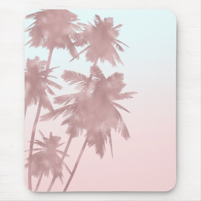 Roséguld Rosa Palmer Strand Ombre Palmträd Tjejigt Musmatta (Framsidan)