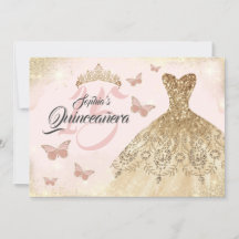 Roséguld Rosa Quinceanera Fjärils Klänning