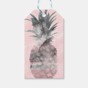 Roséguld Rosa Tropisk Sommar Pineapple Fest Presentetikett