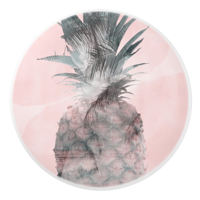 Roséguld Rosa Tropisk Sommar Pineapple Glam Knopp (Framsidan)