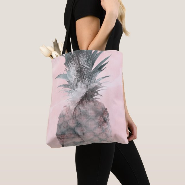 Roséguld Rosa Tropisk Sommar Pineapple Glam Tygkasse (Närbild)