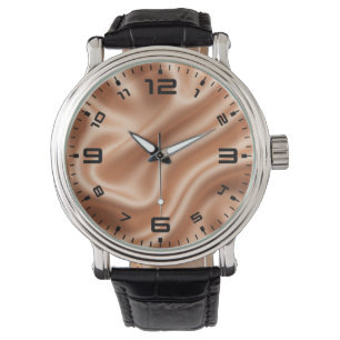 Roséguld Satin Silke Abstrakt Lyx Mönster Armbandsur