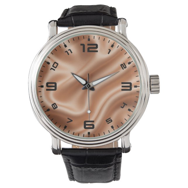 Roséguld Satin Silke Abstrakt Lyx Mönster Armbandsur (Framsida)