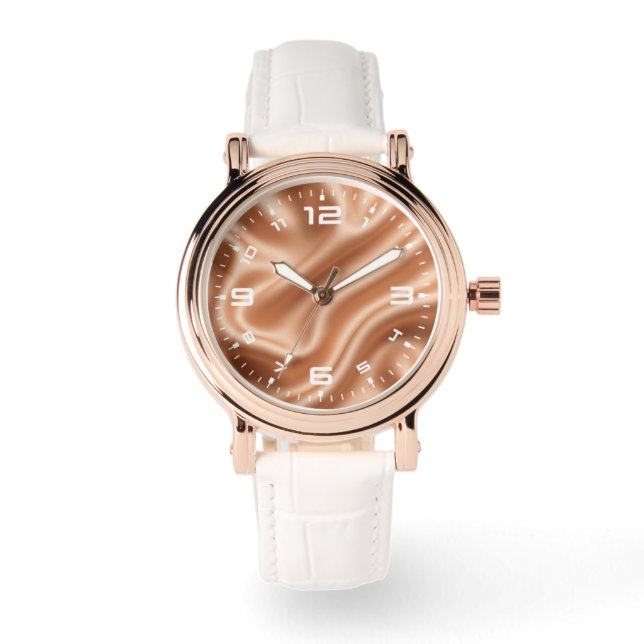 Roséguld Satin Silke Abstrakt Lyx Mönster Armbandsur (Framsida)