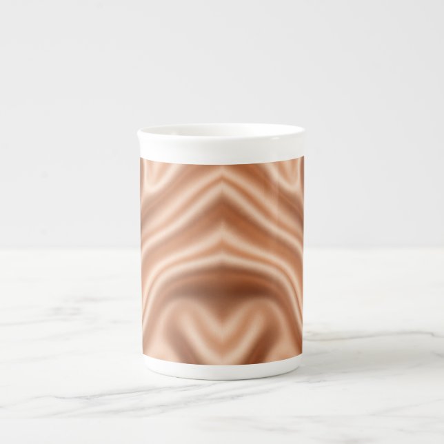 Roséguld Satin Silke Abstrakt Lyx Mönster Benporslin Mugg (Framsidan)