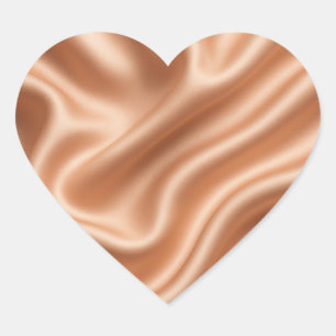 Roséguld Satin Silke Abstrakt Lyx Mönster Hjärtformat Klistermärke