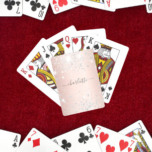 Roséguld silver glitterdamm monogram stil casinokort