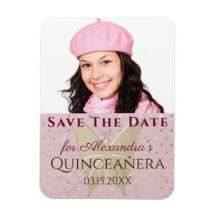 Roséguld Spara Datum Quinceanera Foto Magnet