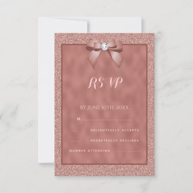 Roséguld & Stilig Glitter OSA Kort (Framsida)