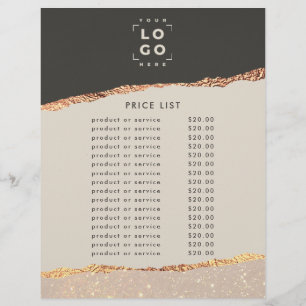 Roséguld svart elegant modern flickig pris QR-kod Reklamblad