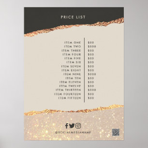 Roséguld svart elegant modern kvinnlig pris QR-kod Poster