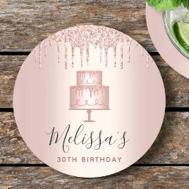 Roséguld tårkakel glitterdropar elegant flickig fe underlägg papper rund