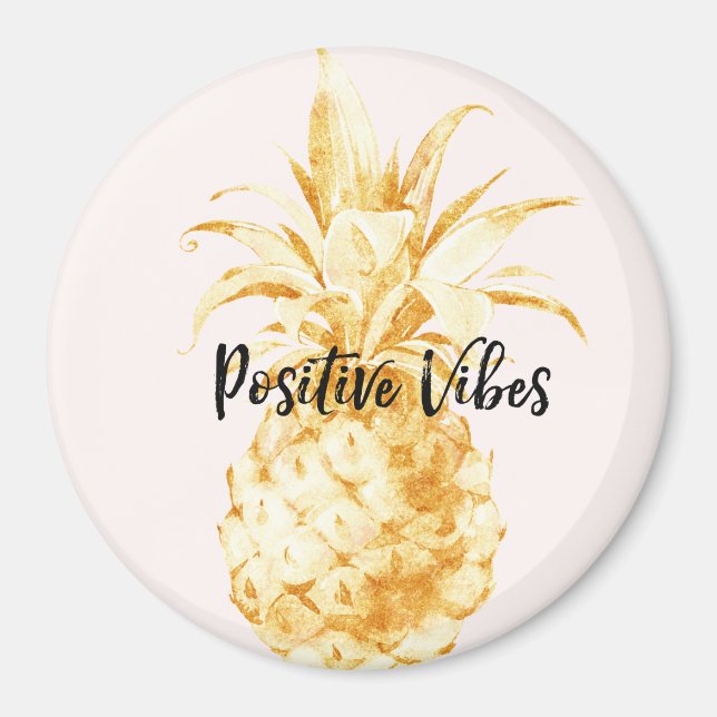 Roséguld Tropisk Ananas Magnet (Framsidan)