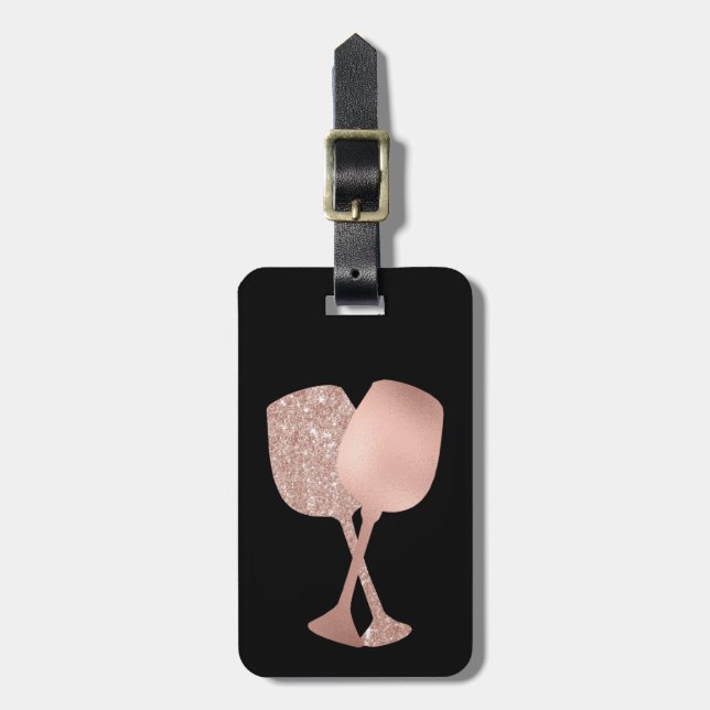 Roséguld vinklack metalliska resegods bagagebricka (Vertikal Framsida)