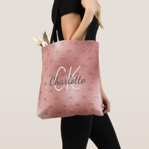 Roséguldmonogram elegant skrift tygkasse
