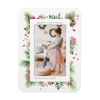 Rosehips & Holly Berries jul Greenery Photo Magnet