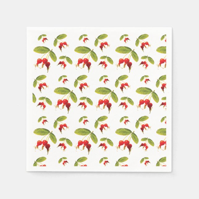 Rosehips Mönster 4 Angles Pappersservett (Framsidan)