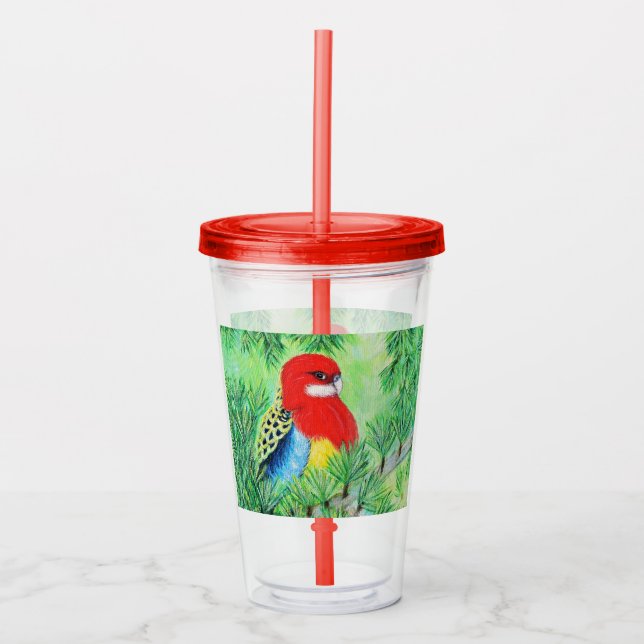 Rosella Bird Painting Take Away Mugg (Framsida)