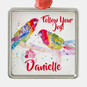 Rosella Papegoja Akvarell Målning Namn Dekoration