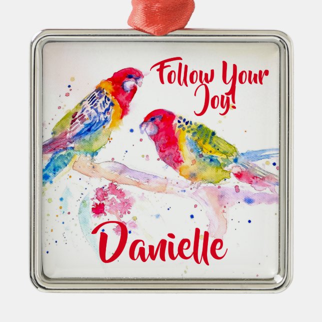 Rosella Papegoja Akvarell Målning Namn Dekoration (Framsidan)