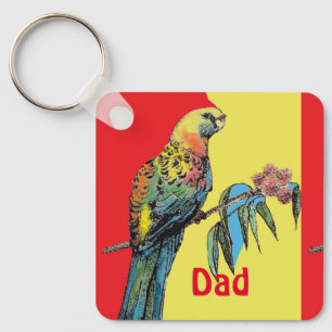 Rosella Papegoja Vattenfärg Pappa far Namn Nyckelring