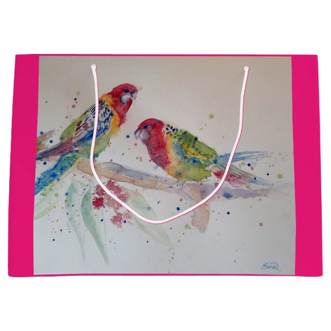 Rosella Parrot Bird Watercolor Art Gift Bag (Framsidan)