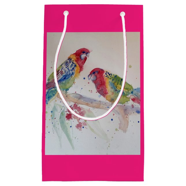 Rosella Parrot Bird Watercolor Art Gift Bag (Framsidan)