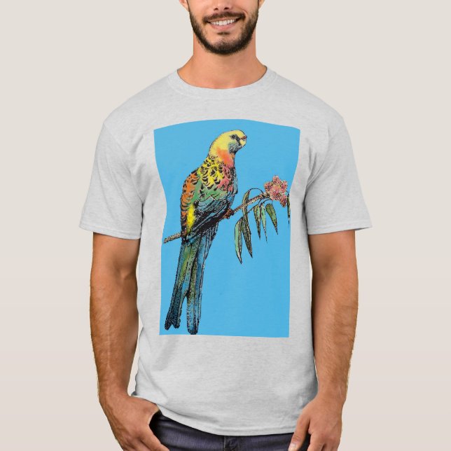 Rosella Parrot-fågelart Watercolor Manar T Shirt (Framsida)