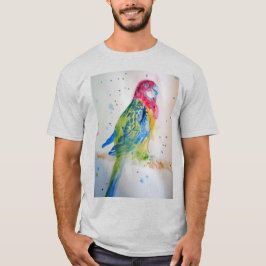 Rosella Parrot-fågelart Watercolor Manar T Shirt