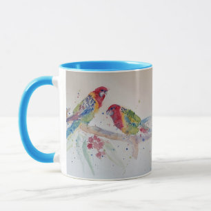 Rosella Parrot färglös vattenfärgsblått Mugg