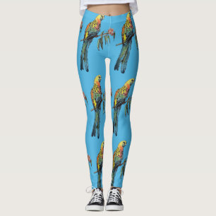 Rosella Parrot Watercolor Blue Birgings Leggings