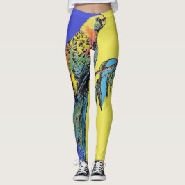 Rosella Parrot Watercolor Navy Blue Birgings Leggings