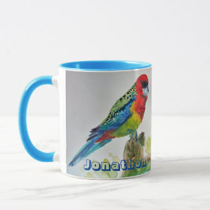 Rosella Parrot Watercolor Painting Boys Namn Art Mugg