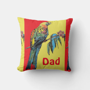 Rosella Parrot Watercolor Pappa far Namn Red Kudde