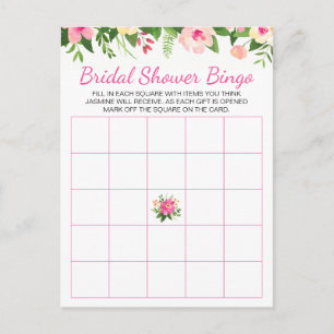 Rosella Rosa Flowers Möhippa Bingo Card Inbjudan Vykort