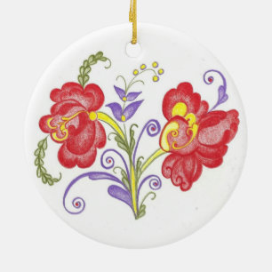 Rosemal julprydnad julgransprydnad keramik