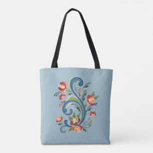 Rosemaling Blue and Red Tygkasse