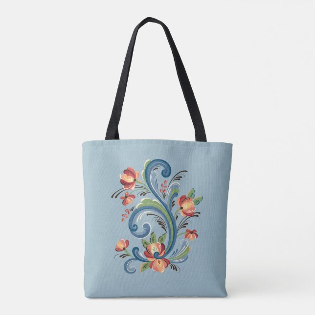 Rosemaling Blue and Red Tygkasse (Baksida)
