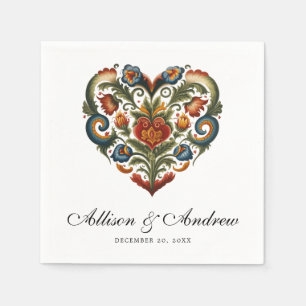 Rosemaling Heart   Norsk folkart Pappersservett