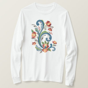 Rosemaling in Blue and Red T-Shirt