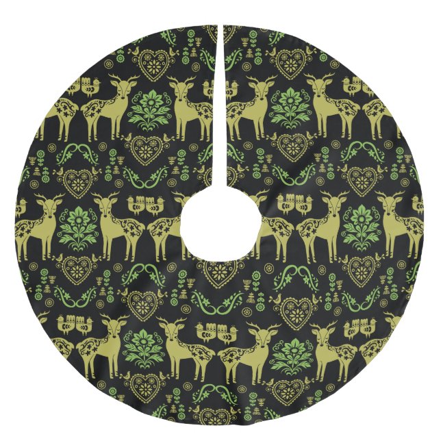 Rosemaling Norsk Folk Art Julgransmatta Borstad Polyester (Framsidan)