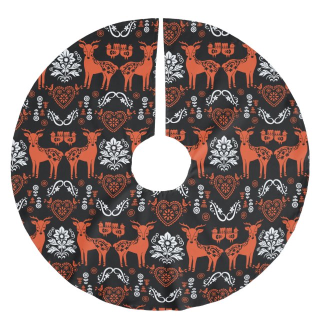 Rosemaling Norsk Folk Art Julgransmatta Borstad Polyester (Framsidan)