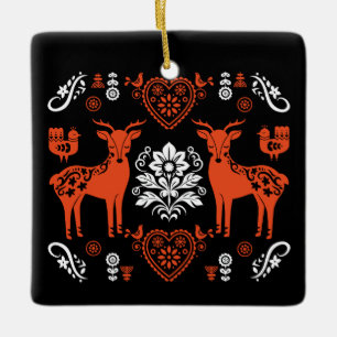 Rosemaling Norsk Folk Art Julgransprydnad Keramik