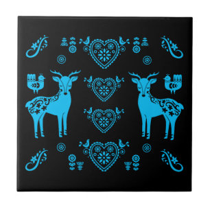 Rosemaling Norsk Folk Art Kakelplatta