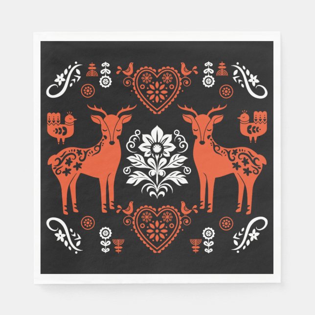 Rosemaling Norsk Folk Art Pappersservett (Framsidan)