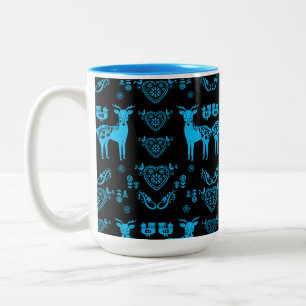 Rosemaling Norsk Folk Art Två-Tonad Mugg